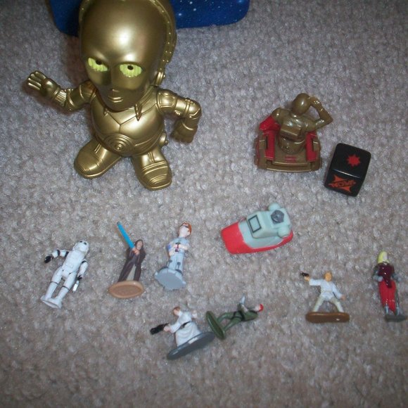 Star Wars Toy Lot Micro Machines Mini Heads Darth Vader Trooper Tin Box, Figures - Picture 3 of 14